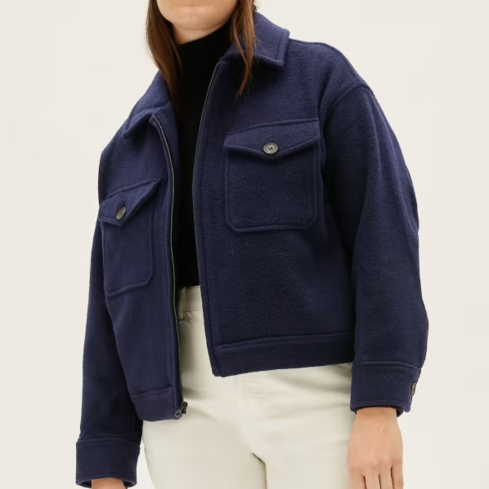 EVERLANE The Wool Mackinaw Jacket Navy Size S